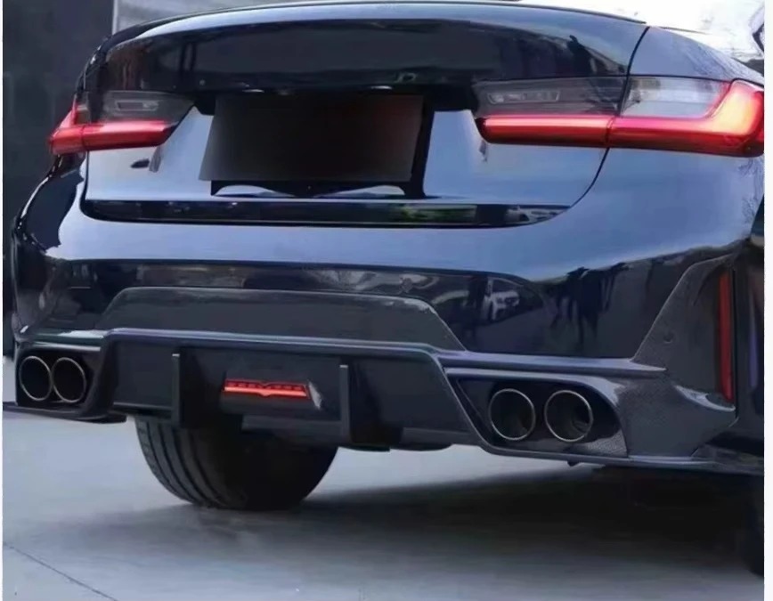 Modern Carbon Fiber Rear Lip Spoiler for 3 Series G20 New CF Bumper Car Accessories with Exhaust Modified Angle Wrap Upgrade